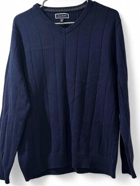 Club Room Navy Ribbed V-Neck Sweater